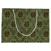Vintage-Holly-Damaskmuster Große Geschenktüte (Rückseite)