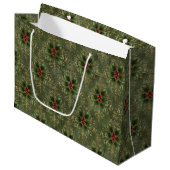Vintage-Holly-Damaskmuster Große Geschenktüte (Vorderseite Schrägansicht)
