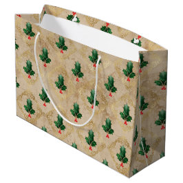 Vintage-Holly-Damaskmuster Große Geschenktüte