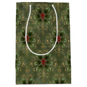 Vintage-Holly-Damaskmuster Mittlere Geschenktüte (Vorderseite)