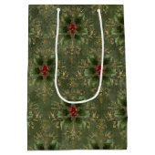 Vintage-Holly-Damaskmuster Mittlere Geschenktüte (Rückseite)