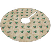 Vintage-Holly-Damaskmuster Polyester Weihnachtsbaumdecke (Schrägansicht)