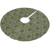 Vintage-Holly-Damaskmuster Polyester Weihnachtsbaumdecke (Schrägansicht)