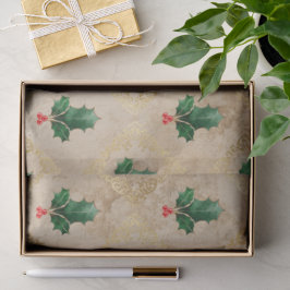 Vintage-Holly-Damaskmuster Seidenpapier