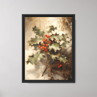 Vintage-Holly-Gemälde auf Leinwand