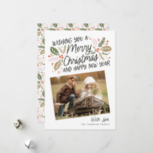 Vintage-Holly-Geneigt-Snapshot-Foto-Weihnachten Feiertagskarte