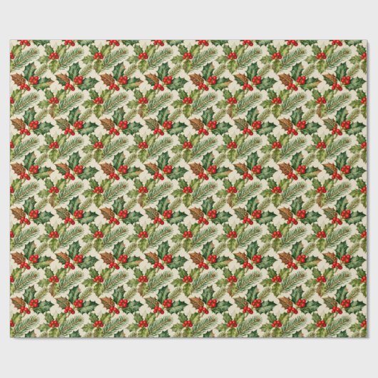 Vintage Holly Geschenkpapier (Flach)