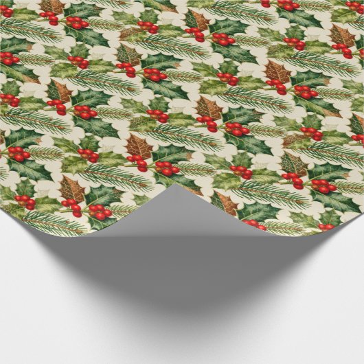 Vintage Holly Geschenkpapier (Ecke)