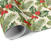Vintage Holly Geschenkpapier (Rolleneckpunkt)