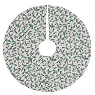 Vintage Holly Holiday Polyester Weihnachtsbaumdecke