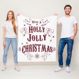 Vintage Holly Jolly Christmas Fleecedecke