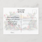 Vintage Holly-, Silver Bell- und Winterlandschaft Postkarte (Rückseite)