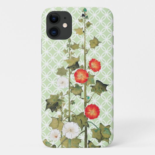 Vintage Hollyhock Blume Art Phone Case (Rückseite)