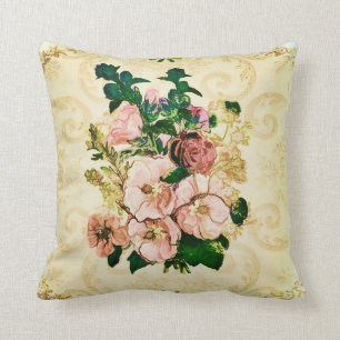 Vintage Hollyhocks Kissen