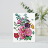 Vintage Hollyhocks Postkarte (Stehend Vorderseite)