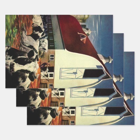 Vintage Holstein Milchkühe im Milchwirtschaftssekt Geschenkpapier Set (Set)