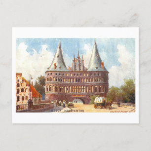 Vintage Holstentor in Lübeck, Deutschland Postkarte