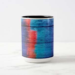 Vintage Holz Abstraktes Gemälde #11 Zweifarbige Tasse