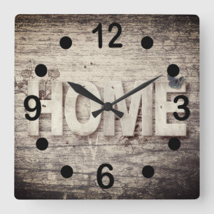Vintage Holz-Hausdesign Quadratische Wanduhr