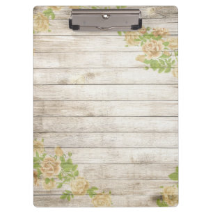Vintage Holz Hintergrund Moderne gelbe Rosen Klemmbrett