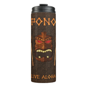 Vintage Holz Tiki Maske Custom Pono Live Aloa Thermosbecher