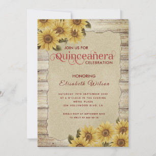 Vintage-Holz zerrissenes Papier Sonnenblume Quince Einladung