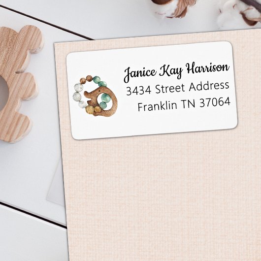 Vintage Holzbesteck Toy Boho Babydusche Anschrift Adressaufkleber