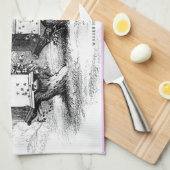 Vintage hölzerne Biene fängt Küchentuch ein (Viertel Falte)