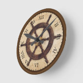 Vintage Holzhelm-Uhr Runde Wanduhr (Winkel)