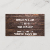 Vintage Holzkarte Visitenkarte (Rückseite)