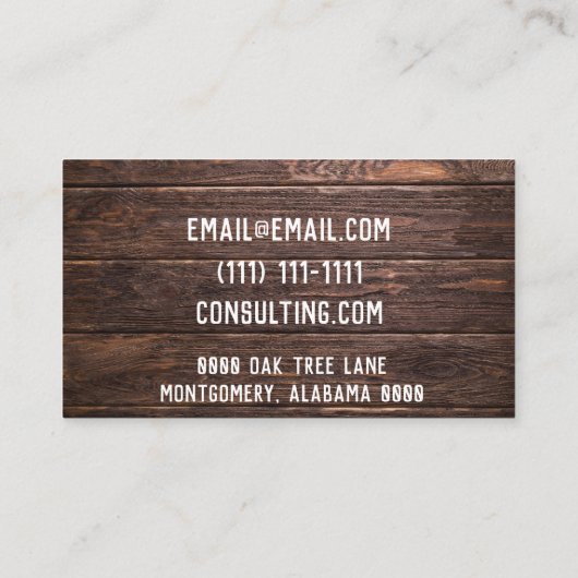 Vintage Holzkarte Visitenkarte (Rückseite)