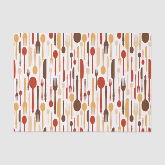 Vintage Holzküche Gabel Spoon Knife Seidenpapier (Vorderseite)