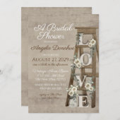Vintage Holzleiter und Rose Brautparty Einladung (Vorne/Hinten)