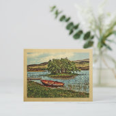 Vintage Holzrowboat Vintage Reise Postkarte (Stehend Vorderseite)