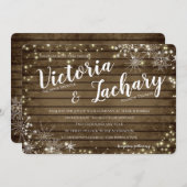 Vintage Holzschneeflocken und Sparkle-Hochzeit Einladung (Vorne/Hinten)