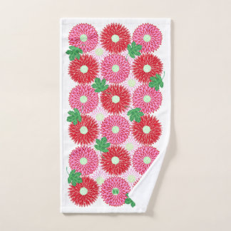 Vintage-Holzschnitt Rosa & Rote Blütenblüten Badhandtuch Set