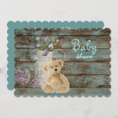 Vintage Holzteddy Bär Babydusche Einladungen (Vorne/Hinten)