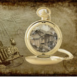 Vintage Holzwurzel Sepia Tinted Taschenuhr<br><div class="desc">Für Vintage und nostalgische Sammler! Klassische und stilvolle Taschenuhr mit weißen Ziffern,  die das sepiatfarbene Foto einer Vintagen,  hölzernen Mühle zeigt,  die heute eine historische Sehenswürdigkeit ist. Kredit: Cedar Creek Grist Mill - Woodland,  Washington. Wählen Sie aus Gold oder Silbermetall.</div>