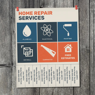 Vintage Home Repair Services Tear-Off Tabs Flyer