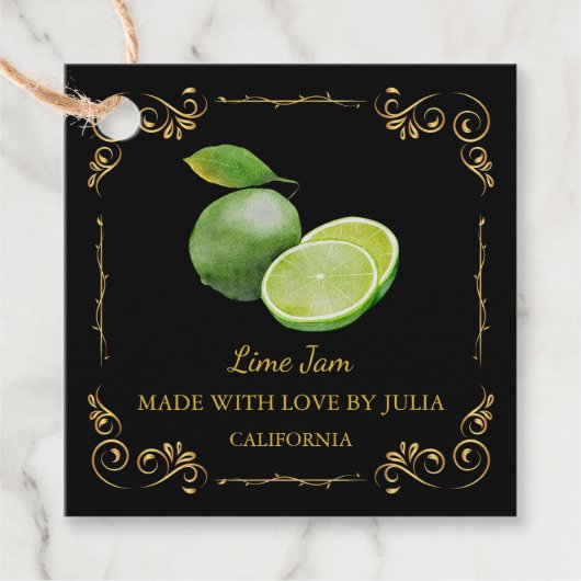 Vintage Homemade Limonen Jam Square Hang Tag Geschenkanhänger (Vorderseite)