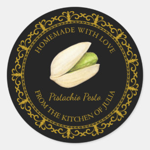 Vintage Homemade Pistachio Pesto Label l Black Runder Aufkleber