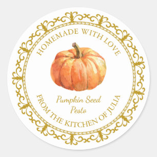 Vintage Homemade Pumpkin Seed Pesto Label l White Runder Aufkleber