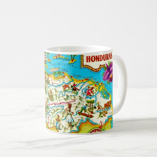 Vintage Honduras Map Tasse (VorderseiteRechts)