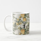 Vintage Honey Bee Ephemera Gelbes Blumenmuster Kaffeetasse (Links)