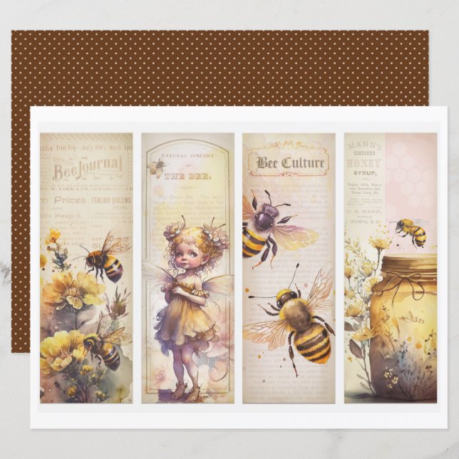 Vintage Honey Bee Journal Paper Sheet (Vorne/Hinten)