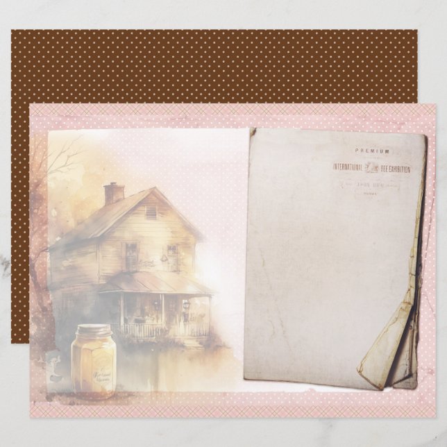 Vintage Honey Bee Journal Paper Sheet (Vorne/Hinten)