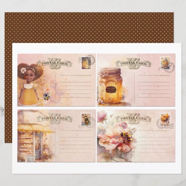 Vintage Honey Bee Journal Paper Sheet (Vorne/Hinten)