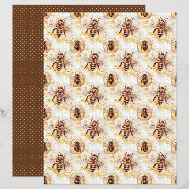 Vintage Honey Bee Journal Paper Sheet (Vorne/Hinten)