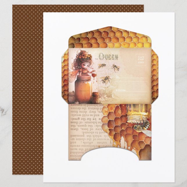 Vintage Honey Bee Journal Paper Sheet (Vorne/Hinten)