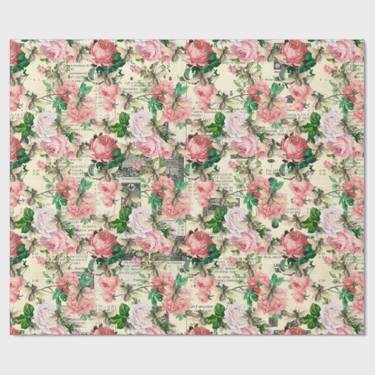 Vintage Honey Bee Pattern Geschenkpapier (Flach)